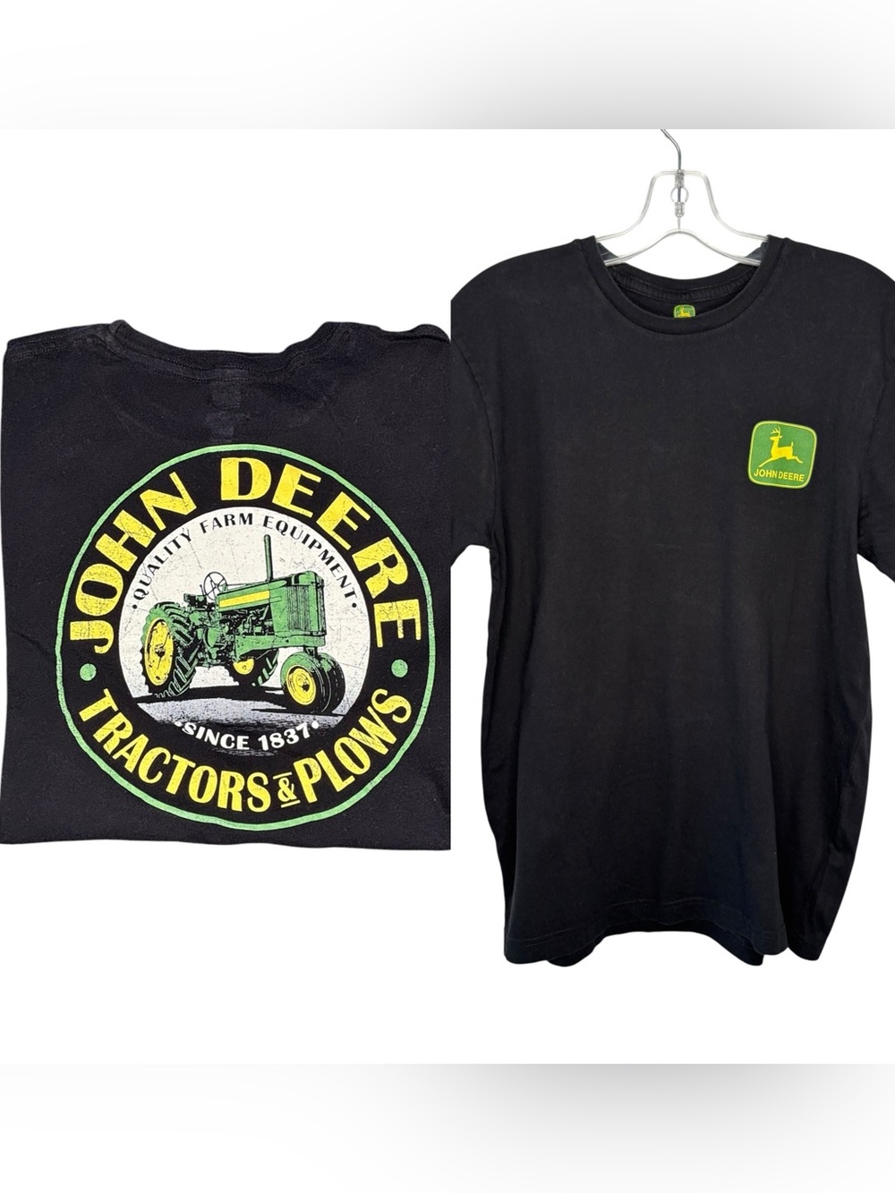 John Deere T-Shirt with Green and Yellow Tractor Graphic on back Size Medium